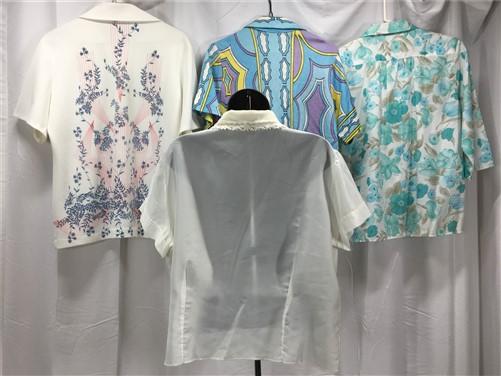 Vintage Womens Tops, Bright Floral Blouses, Knit Dress Wear, Cosplay Costume E,