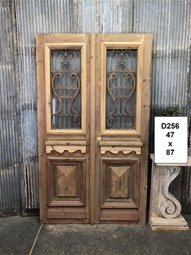 Antique French Double Doors (47x87) Wood Iron Doors, European Doors D256