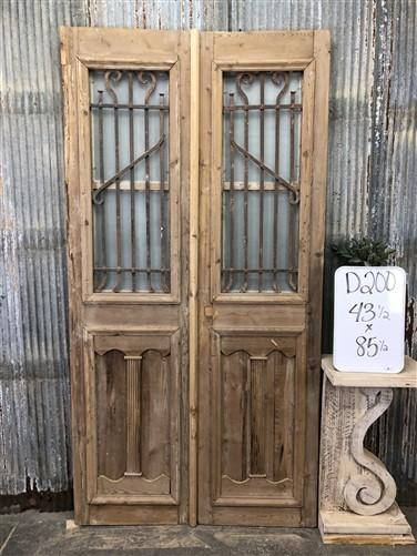 Antique French Double Doors (43.5x85.5) Wood Iron Doors, European Doors D200
