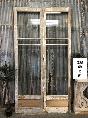 Antique French Double Doors (49x91) 3 Pane Glass European Doors G85