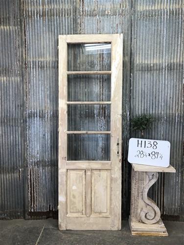 Antique French Single Door (28x87) 4 Pane Glass European Door H138