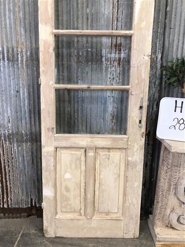 Antique French Single Door (28x87) 4 Pane Glass European Door H138