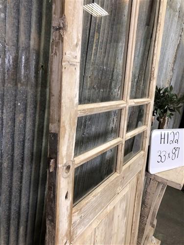 Antique French Single Door (33x87) 8 Glass Panes, European Design H122