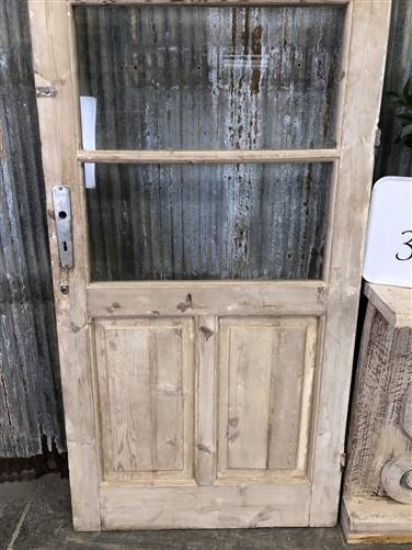 Antique French Single Door (31.75x87.5) 4 Pane Glass European Door H145