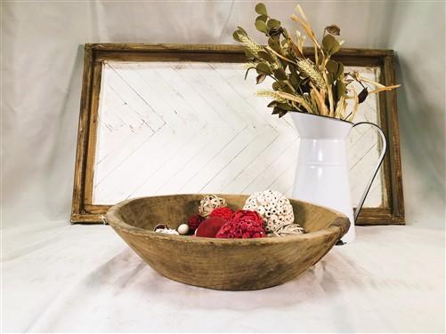 Medium Round Wood Bowl, Rustic Farmhouse Table Decor, Carved Wood Bread Bowl A,