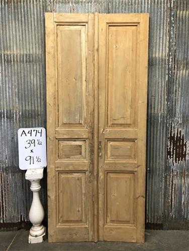 Antique French Double Doors (39.5x91.5) Raised Panel Doors, European Doors A474