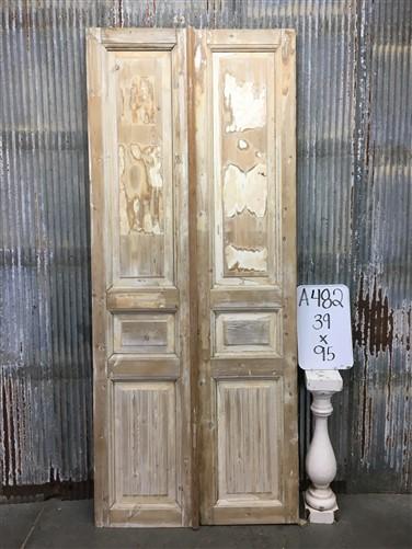 Antique French Double Doors (39.5x95) Raised Panel Doors, European Doors A482
