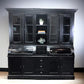 Curved Black Kitchen Hutch Cabinet, Kitchen Storage, Wood Pantry Cupboard, A