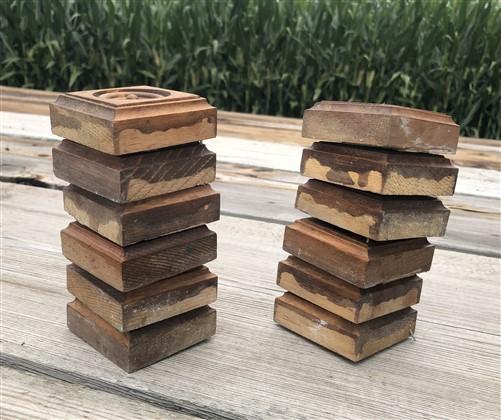 24 Mini Plinth Blocks, Bullseye Rosette, Architectural Salvage, Wood Trim D6