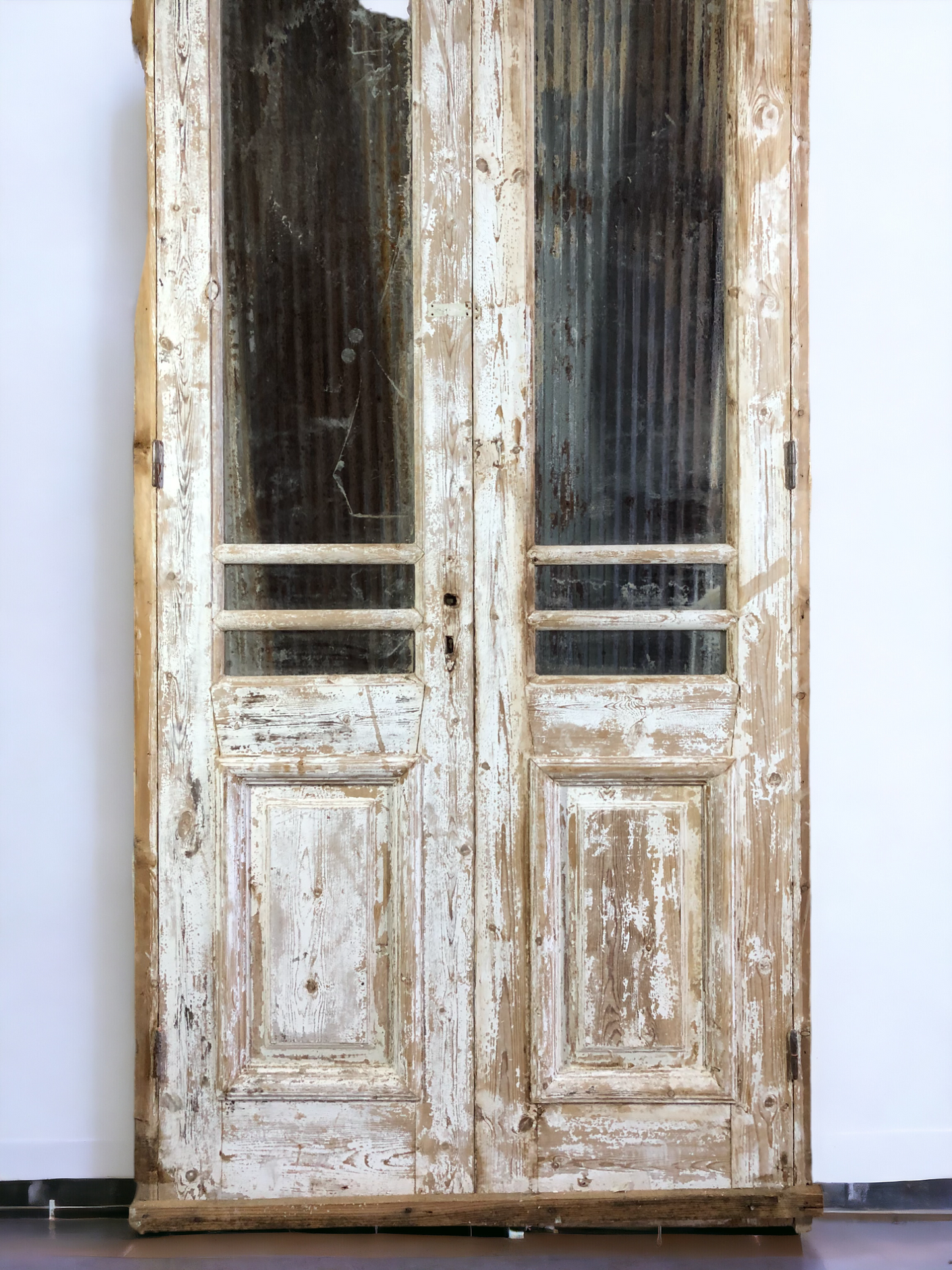 Antique French Double Doors with Jamb (46x102) 5 Pane Glass European Doors S7