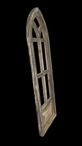 Wall Decor - Light Paneled American Gothic Style Wood Window Frame, Arched Farmhouse B, by The Old Grainery (36 in, Decora...