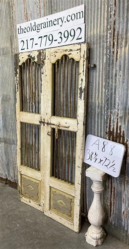 Vintage Indian Garden Gates, Teak Metal Carved Doors, Architectural Salvage, A88