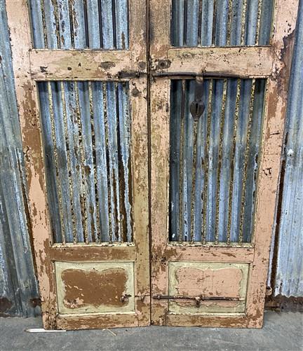Vintage Indian Garden Gates, Teak Metal Carved Doors, Architectural Salvage A102