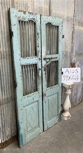Vintage Indian Garden Gates, Teak Metal Carved Doors, Architectural Salvage A105