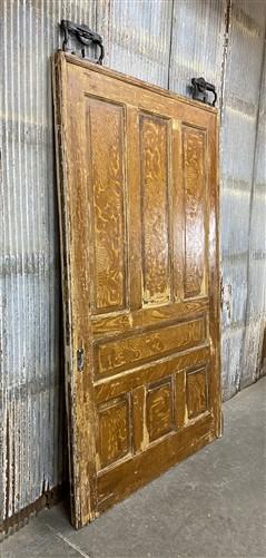 Single Vintage American Doors(54x88.5) 7 Panel Interior Sliding Door w/ Roller