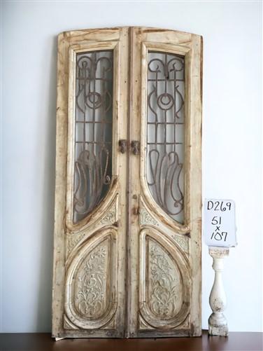 Antique French Double Doors (51x107) Wood Iron Doors, European Doors D269
