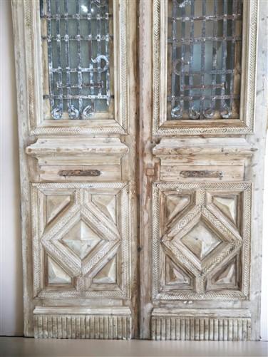 Antique French Double Doors (59.5x112) Wood Iron Doors, European Doors D264