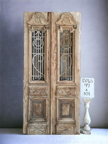 Antique French Double Doors (47x101) Wood Iron Doors, European Doors D265