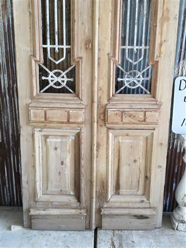 Antique French Double Doors (42.5x101) Wood Iron Doors, European Doors D270