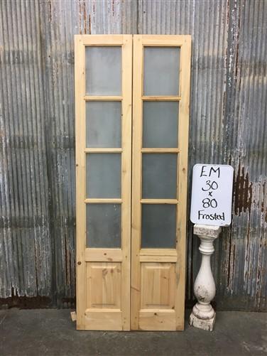 French Double Door (30x80) 4 Pane Frosted Glass European Styled Door EM4