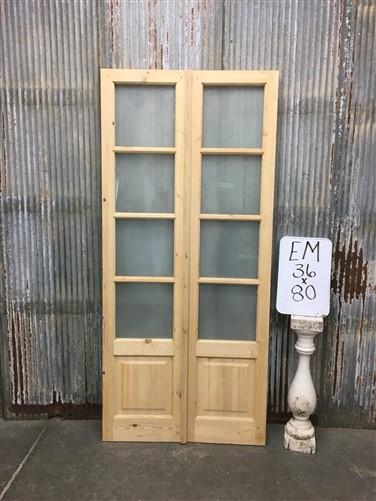 French Double Door (36x80) 4 Pane Frosted Glass European Styled Door EM10