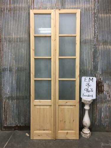 French Double Door (36x96.5) 4 Pane Frosted Glass European Styled Door EM12