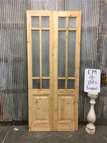 French Double Door (36x84.5) 6 Pane Frosted Glass European Styled Door EM27