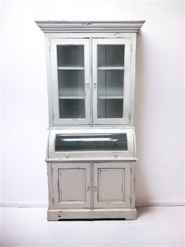 Curved Door 6'10" White Kitchen Cabinet, Kitchen Storage, Pantry Cupboard F