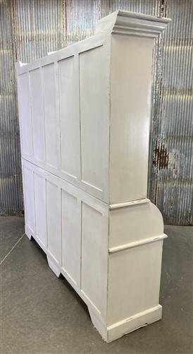 Kitchen Hutch Cabinet - Curved Door White Wood Kitchen Hutch Cabinet, Pantry Cupboard, Storage H by The Old Grainery (Back...