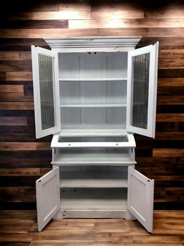 Curved Door 6'10" White Kitchen Cabinet, Kitchen Storage, Pantry Cupboard G