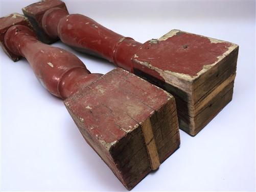 2 Antique Wood Balusters, Vintage Spindles, Architectural Salvage, Porch Posts L