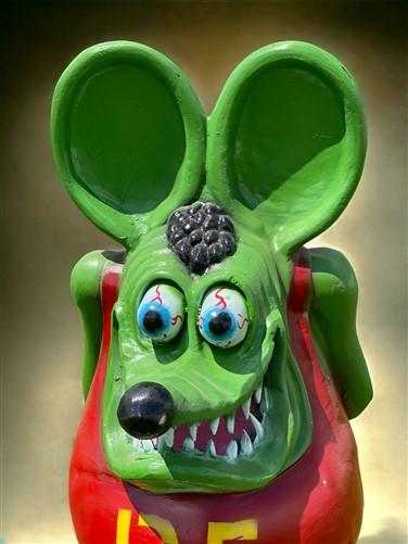 advertising - 3' Rat Fink Statue, Ed Big Daddy Roth Kustom Kulture Rat Rod Street Rod Decor by The Old Grainery (Aluminum,...