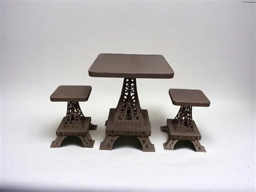 Patio Furniture - Eiffel Tower Table and Chairs, Paris France, Metal Patio Furniture, Square Top by The Old Grainery (Brow...
