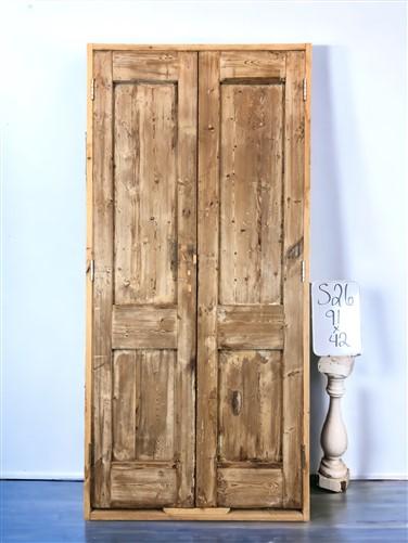 Antique Encased French Double Doors (42x91) European Panel Doors With Jamb S26