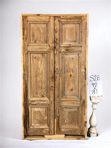 Antique Encased French Double Doors (42.5x81) European Panel Doors With Jamb S28
