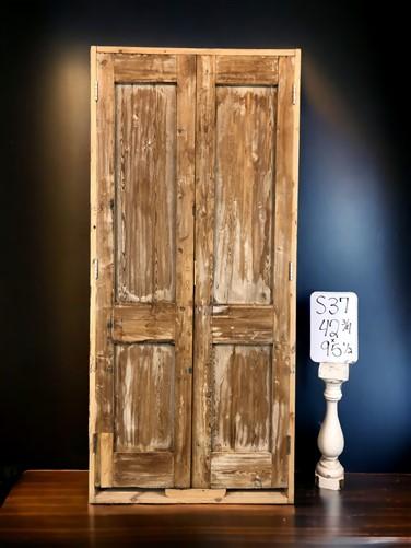 Antique Encased French Double Doors (42.5x95.5) European Panel Doors Jamb S37