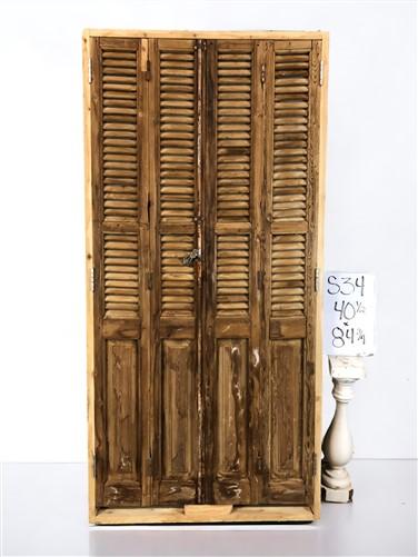 Antique Encased Shutter French Double Door (40.5x84.5) European Door Jamb S34