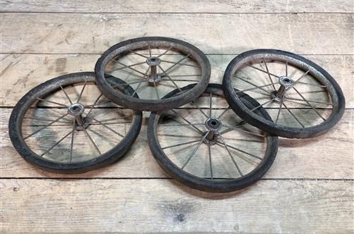 Vintage Metal Spoke Baby Buggy Wheels Pedal Car Garden Cart Pumpkin Wagon A46,