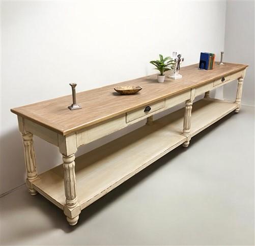 Kitchen Island - 12' Antiqued Kitchen Island with Drawers, Store Counter Display Harvest Table, A by The Old Grainery (bar...