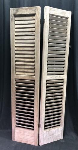 Shutter - Wooden Window Shutter, Victorian Window Louver, Architectural Salvage B49, by The Old Grainery (brown, country,...