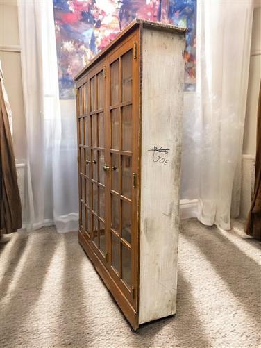 Oak Bookcase, Vintage China Cabinet Kitchen Cabinet, Display Case 3 Door Cabinet