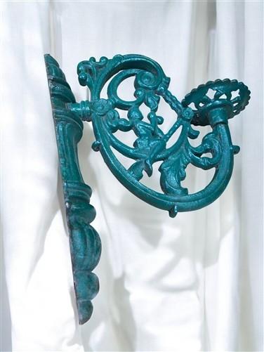 Ornate Cast Iron Plant Lamp Bracket, Vintage Wall Mount Garden Plant Holder C, by The Old Grainery (21 in, 6 in, dna)