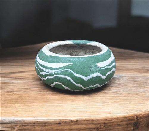 Ozark Roadside Tourist Pottery, Green Drip Jardeniere Planter