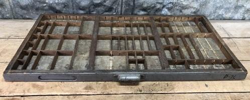 Printer Drawer Wood Block Typeset Tray, Letterpress Thimble Shell Display A39