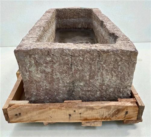 40.5" Carved Stone Trough, Planter Sink Garden Fountain Basin, Landscaping, C