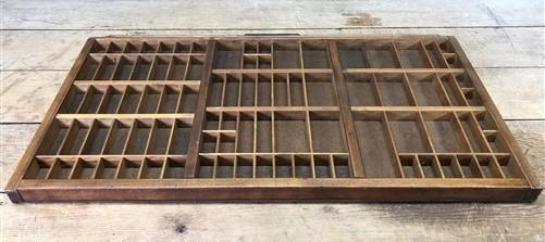 Printer Drawer Wood Block Typeset Tray, Letterpress Thimble Shell Display, A54