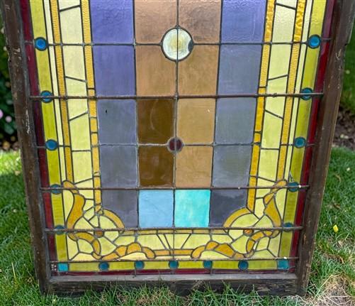 Antique Stained Glass Window, Panel Architectural Salvage Victorian Art Glass, A