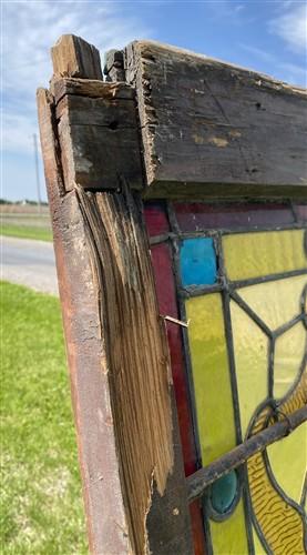 Antique Stained Glass Window, Panel Architectural Salvage Victorian Art Glass, B