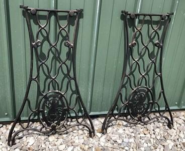 2 Treadle Sewing Machine Cast Iron Base Legs, Ends Industrial Age Table Singer O
