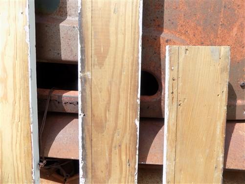 4 Wood Trim Pieces, Architectural Salvage, Reclaimed Vintage Wood Baseboard B3